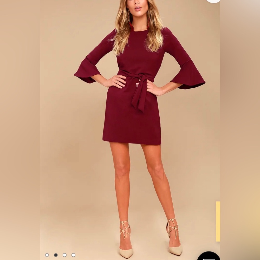 Lulus Last Love Song Burgundy Tie Waist Dress size small
